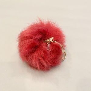 UGG Mauve Pouf Key Chain Decoration for Bag or Key with Gold and Crystal Accents